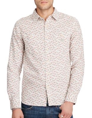 UPC 883862230712 product image for Denim & Supply Ralph Lauren Printed Slub Cotton Work Shirt-WHITE-Small | upcitemdb.com