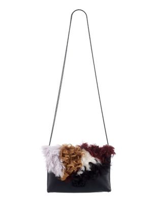 UPC 884141356079 product image for Loeffler Randall Shearling Leather Clutch-BLACK-One Size | upcitemdb.com