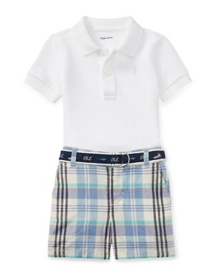 UPC 884733026793 product image for Ralph Lauren Childrenswear Three-Piece Polo Belt and Madras Plaid Shorts Set-WHI | upcitemdb.com