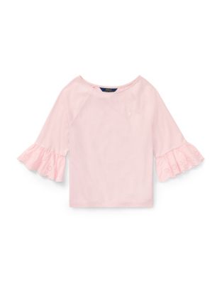 UPC 884733095416 product image for Ralph Lauren Childrenswear Eyelet-Cuff Jersey Top-PINK-Medium | upcitemdb.com