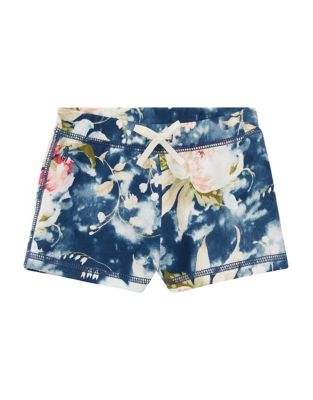 UPC 884733270554 product image for Ralph Lauren Childrenswear Floral-Print Pull-On French Terry Shorts-BLUE/CREAM-1 | upcitemdb.com