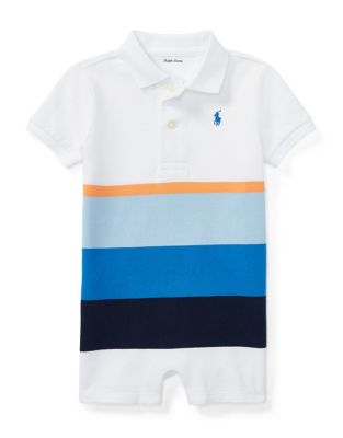 UPC 884733281482 product image for Ralph Lauren Childrenswear Colourblock Mesh Polo Shortall-WHITE/MULTI-3 Months | upcitemdb.com