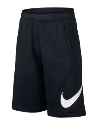 UPC 885178087097 product image for Nike Solid Fleece Logo Shorts-BLACK-Large | upcitemdb.com