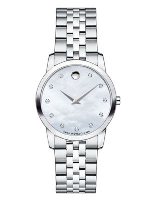 Movado Museum Stainless Steel Mother-of-Pearl Diamond Accent