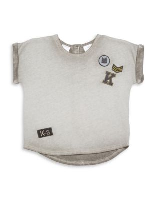 Kardashian Kids Overdyed French Terry Loose Fit T-Shirt-GREY