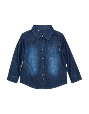 Kardashian Kids Oversized Chambray Shirt-BLUE-2T