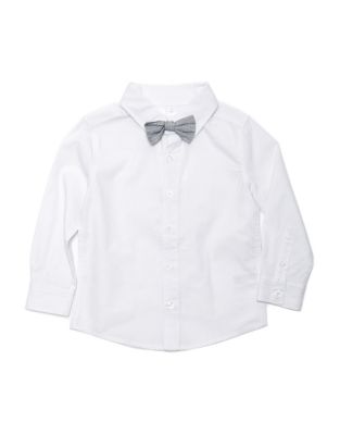 Kardashian Kids Woven Shirt With Bow Tie-WHITE-4T