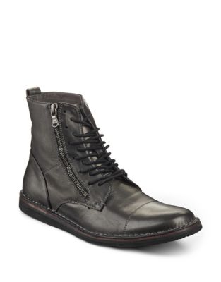 UPC 887447402808 product image for John Varvatos Barrett Side Zip Leather Boots-GREY-8.5 | upcitemdb.com