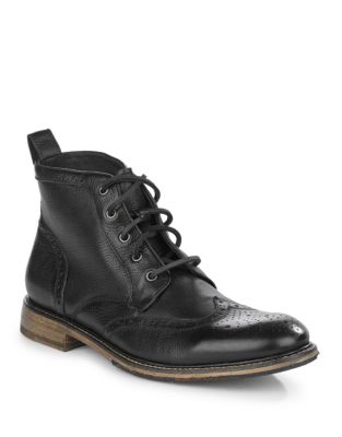 UPC 887447509637 product image for John Varvatos Star Usa Wingtip Pebbled Leather Shoes-BLACK-11 | upcitemdb.com