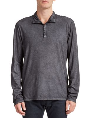 UPC 887447606749 product image for John Varvatos Star Usa Convertible Collar Henley-BLACK-X-Large | upcitemdb.com