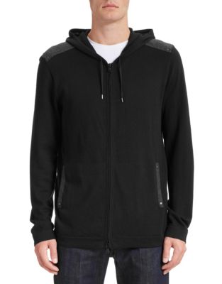 UPC 887447619725 product image for John Varvatos Star Usa Hooded Zip-Up Sweater-BLACK-Medium | upcitemdb.com