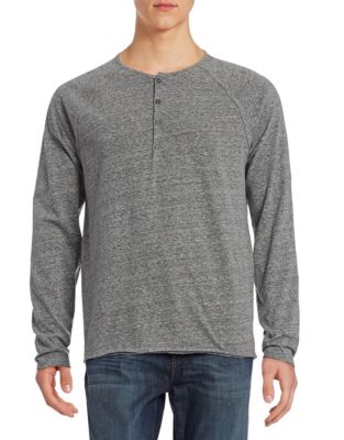 UPC 887447665166 product image for John Varvatos Star Usa Long-Raglan-Sleeve Henley Top-BLACK-Small | upcitemdb.com