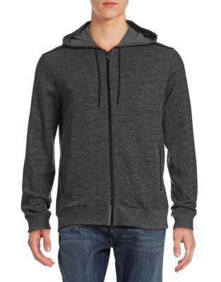 UPC 887447665586 product image for John Varvatos Star Usa Contrast Trim Zip Hoodie-BLACK-Small | upcitemdb.com