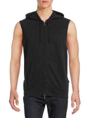 UPC 887447766597 product image for John Varvatos Star Usa Sleeveless French Terry Zip Hoodie-BLACK-Medium | upcitemdb.com