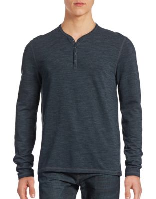 UPC 887447903015 product image for John Varvatos Star U.S.A. Long Sleeve Snap-Front Pique Henley-ECLIPSE-Small | upcitemdb.com