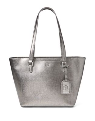 UPC 888188375222 product image for Lauren Ralph Lauren Metallic Leather Tote-SILVER-One Size | upcitemdb.com