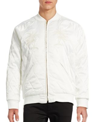 Stussy Satin Palm Bomber Jacket-WHITE-Large