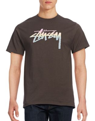 Stussy Stock Fade Cotton T-Shirt-GREY-Large