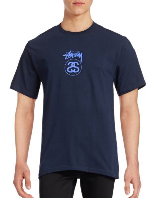 Stussy Logo Cotton T-Shirt-BLUE-Small