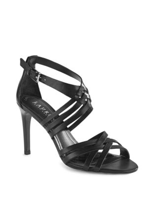 UPC 888875243438 product image for Lauren Ralph Lauren Saba Woven Heeled Sandals-BLACK-10 | upcitemdb.com