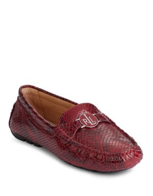 Lauren Ralph Lauren Snake-Embossed Driver Shoes-RED SNAKE-6