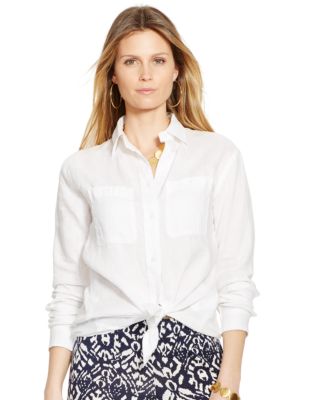 Lauren Ralph Lauren Linen Tunic-WHITE-Medium
