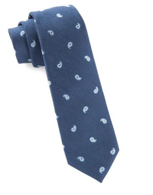 The Tie Bar Paisley Silk Tie-NAVY-One Size