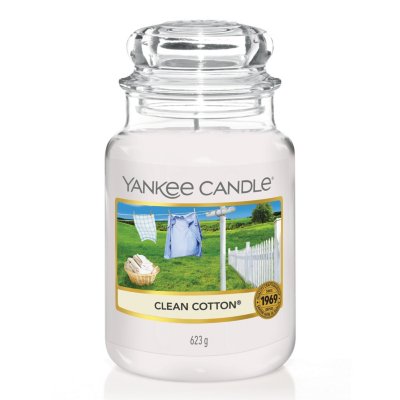 Clean Cotton® Original Large Jar Candle Yankee Candle, White, 10.7cm X 16.8cm , Fresh & Clean