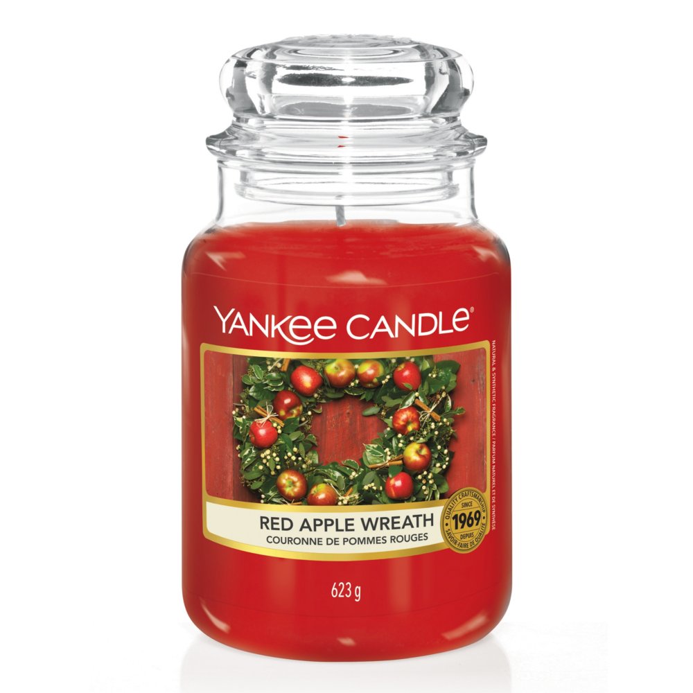 Red Apple Wreath Original Large Jar Candle Yankee Candle, 10.7cm X 16.8cm , Fruity