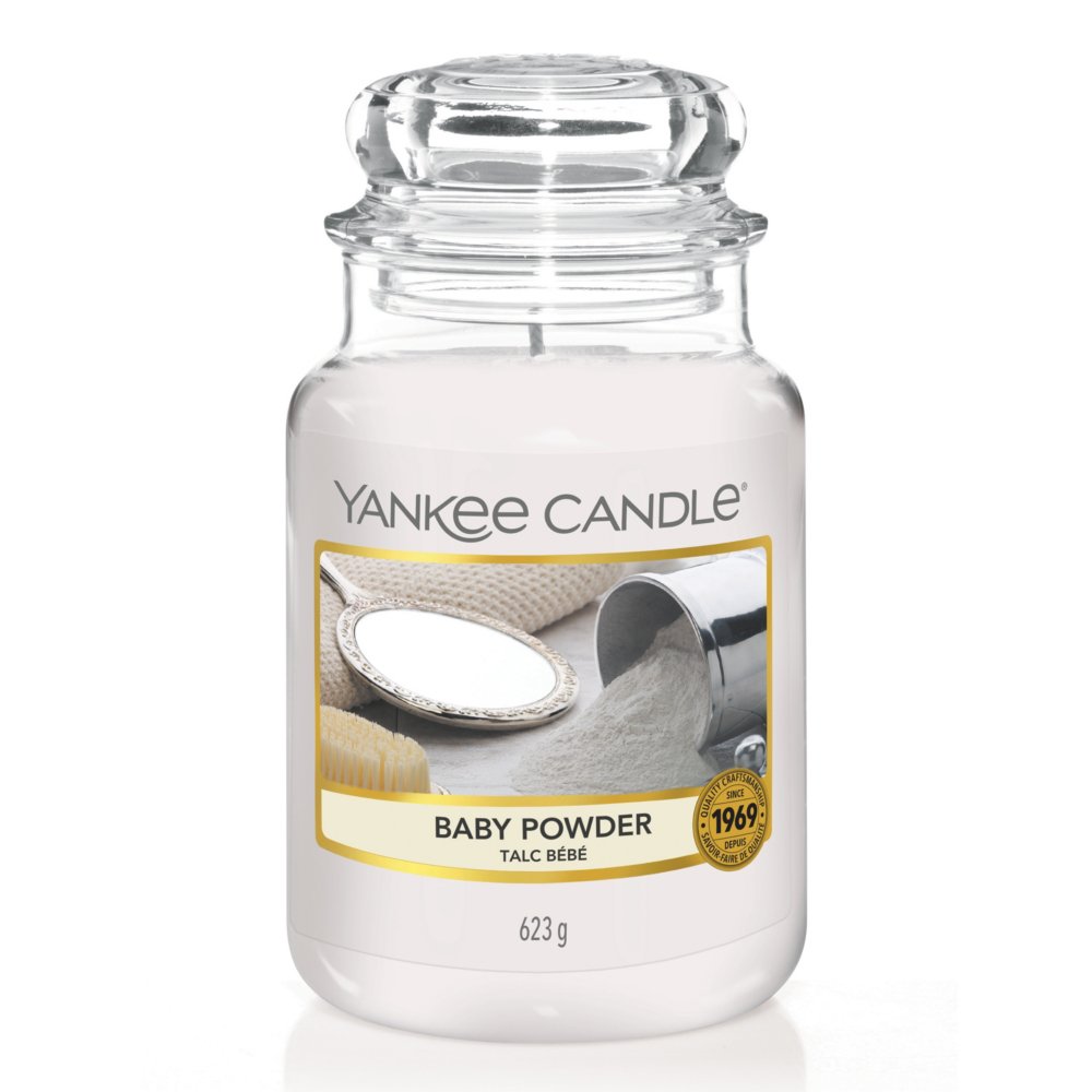 Baby Powder Original Large Jar Candle Yankee Candle, White, 10.7cm X 16.8cm , Fresh & Clean