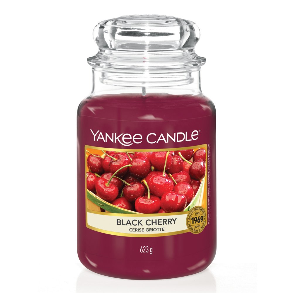 Black Cherry Original Large Jar Candle Yankee Candle, Red, 10.7cm X 16.8cm , Fruity