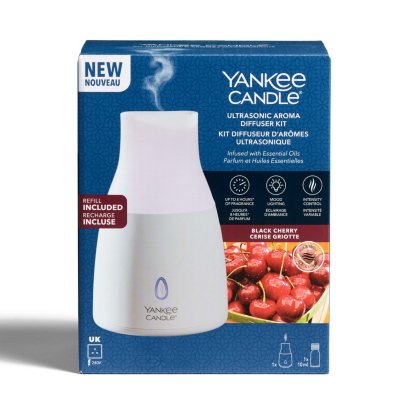 Black Cherry Ultrasonic Aroma Diffuser Starter Kit (UK Plug) Yankee Candle, White , Fruity