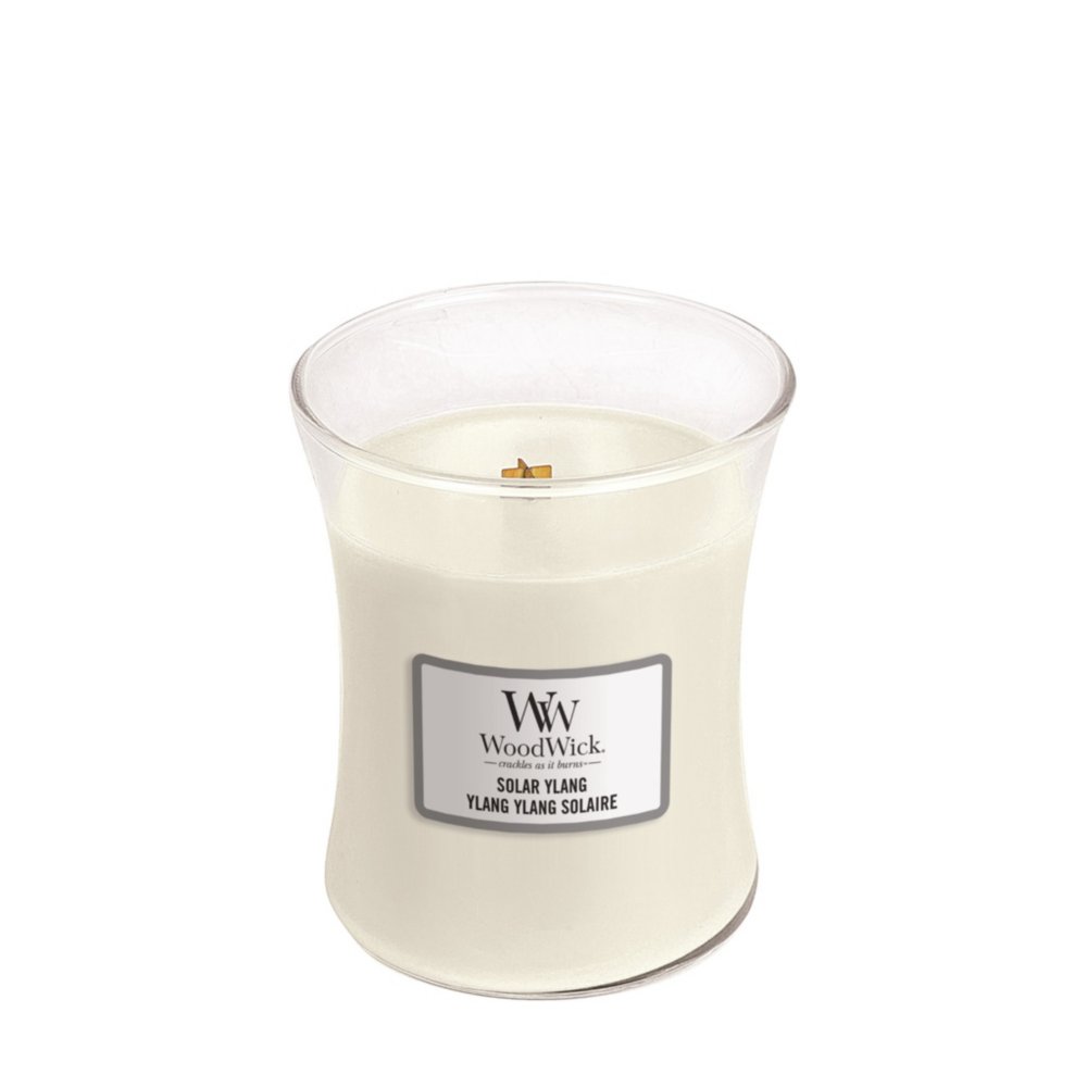 Solar Ylang Medium Hourglass Candle WoodWick, White, 9.9cm X 9.9cm X 11.4cm , Floral