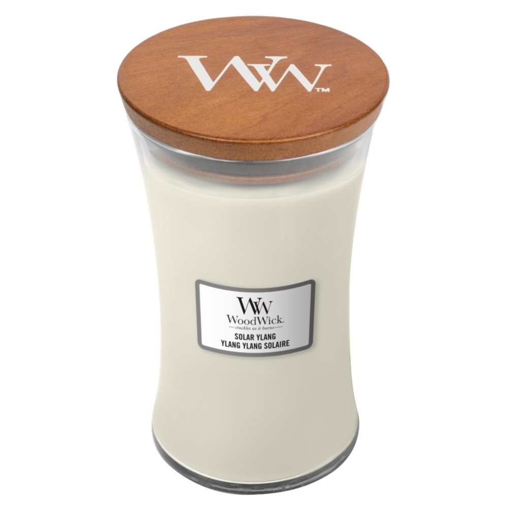 Solar Ylang Large Hourglass Candle WoodWick, White, 10.2cm X 10.2cm X 17.8cm , Floral