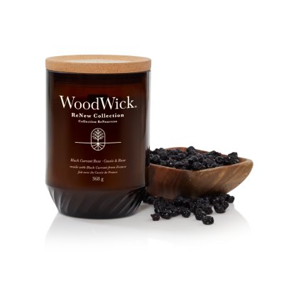 Black Currant & Rose Renew Large Candle With Pluswick® WoodWick, Natural, 8.8cm X 8.8cm X 12.9cm , Floral