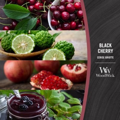 Black Cherry Medium Hourglass Candle WoodWick, Red, 9.9cm X 9.9cm X 11.4cm , Fruity