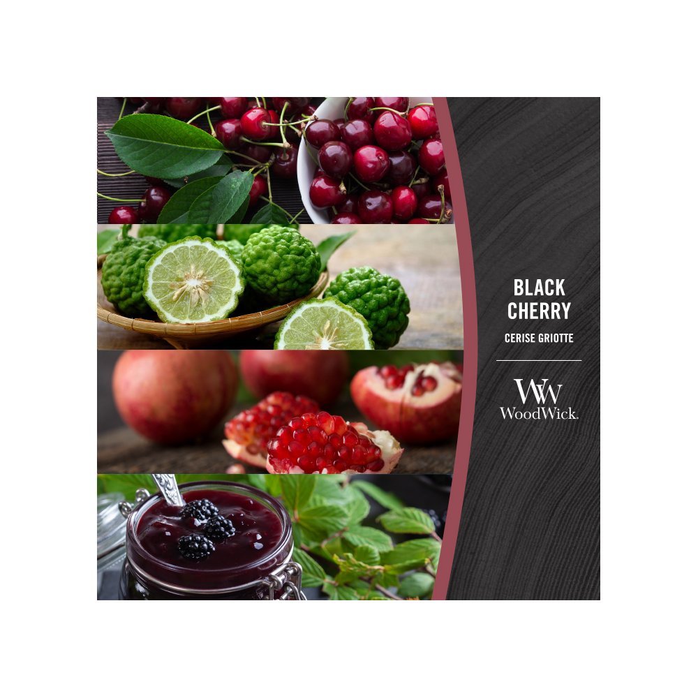 Black Cherry WoodWick, Red, 7cm X 7cm X 8.3cm , Fruity