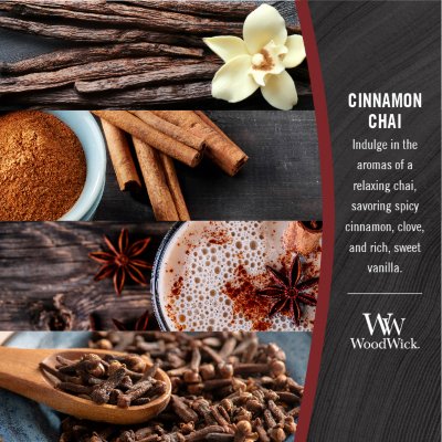 Cinnamon Chai Ellipse Candle WoodWick, Red, 9.2cm X 19.1cm X 12.1cm , Gourmand