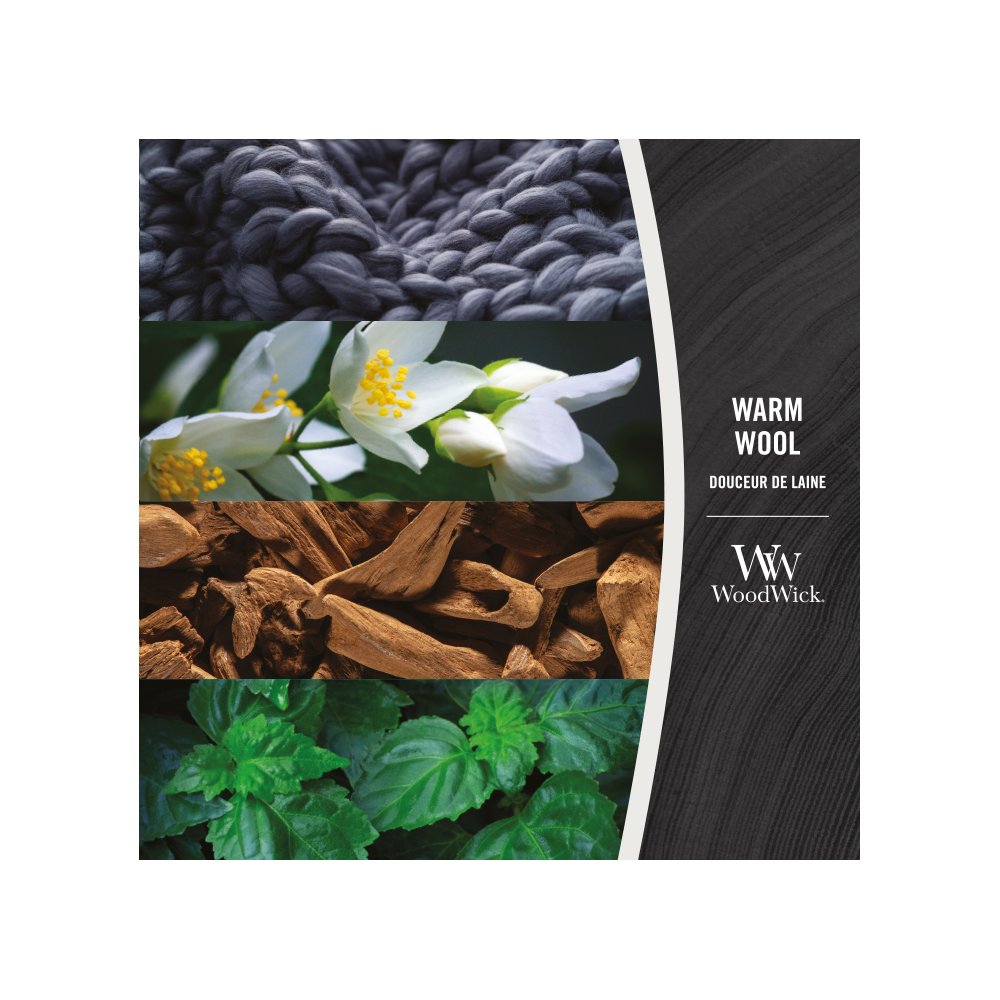 Warm Wool Ellipse Candle WoodWick, Grey, 9.2cm X 19.1cm X 12.1cm , Fresh & Clean