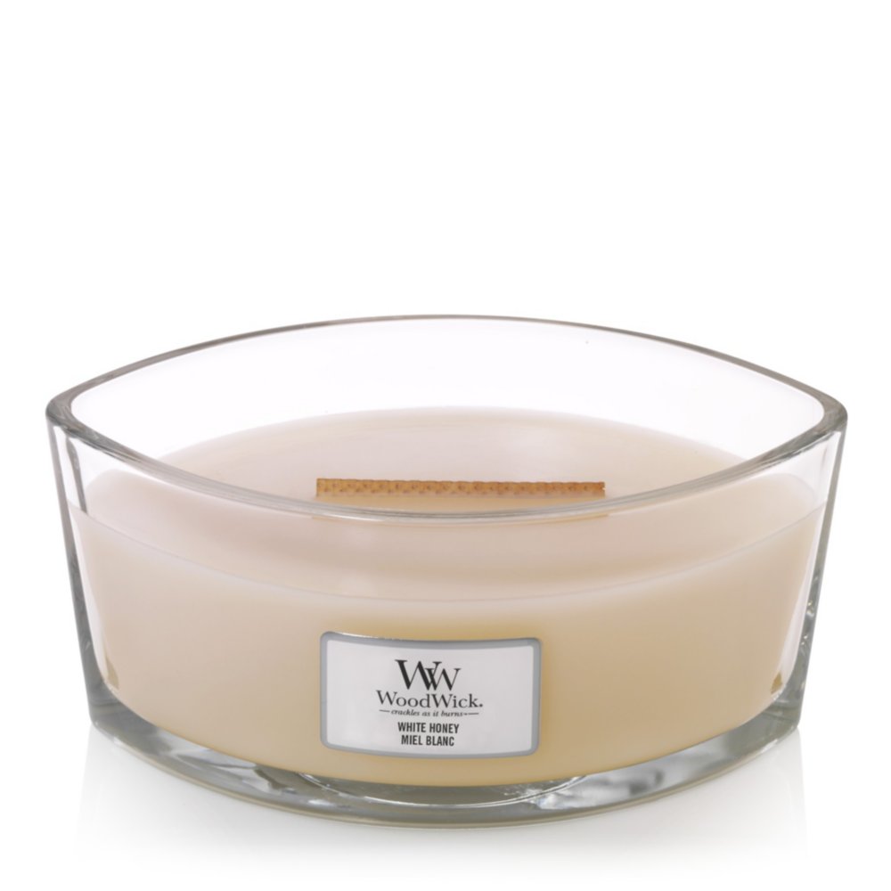 White Honey Ellipse Candle WoodWick, Cream, 9.2cm X 19.1cm X 12.1cm , Ambery