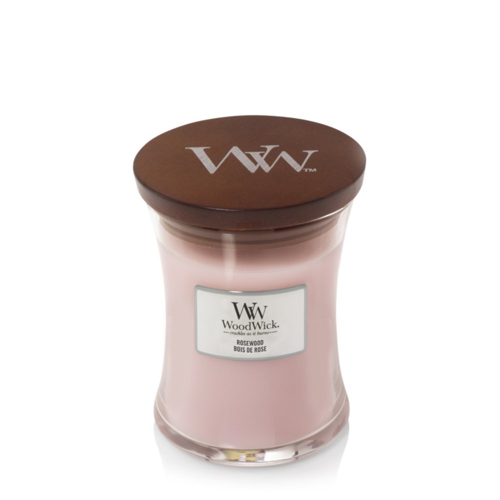 Rosewood Medium Hourglass Candle WoodWick, Pink, 9.9cm X 9.9cm X 11.4cm , Ambery