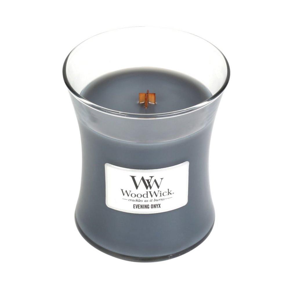 Evening Onyx Medium Hourglass Candle WoodWick, Grey, 9.9cm X 9.9cm X 11.4cm , Floral