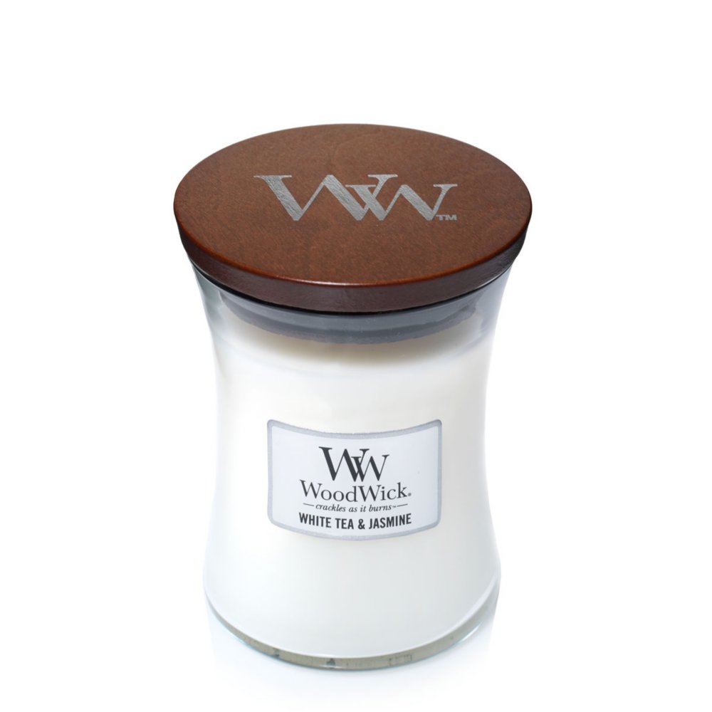 White Tea & Jasmine Medium Hourglass Candle WoodWick, 9.9cm X 9.9cm X 11.4cm , Citrus