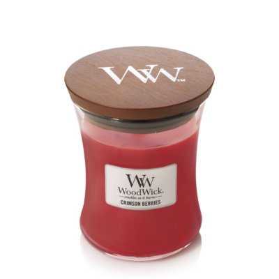 Crimson Berries Medium Hourglass Candle WoodWick, Red, 9.9cm X 9.9cm X 11.4cm , Fruity