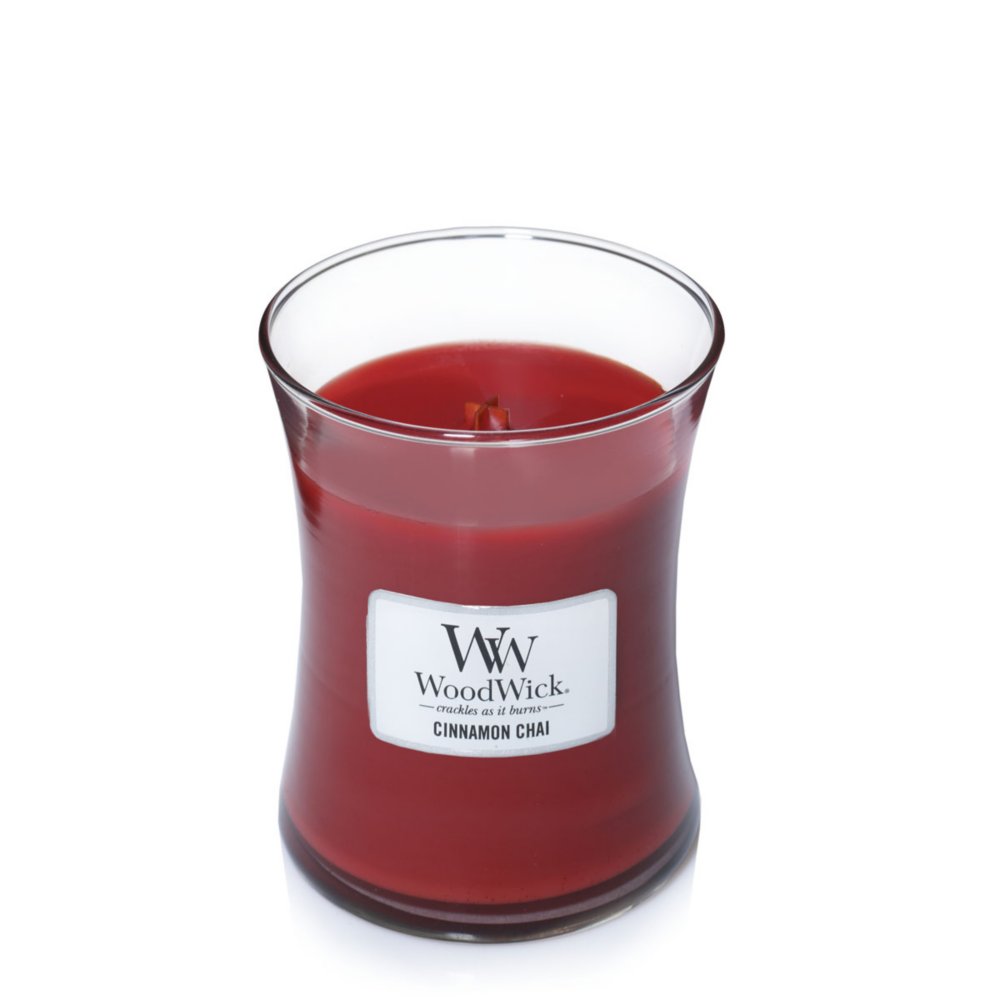 Cinnamon Chai Medium Hourglass Candle WoodWick, Red, 9.9cm X 9.9cm X 11.4cm , Gourmand