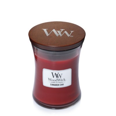 Cinnamon Chai Medium Hourglass Candle WoodWick, Red, 9.9cm X 9.9cm X 11.4cm , Gourmand