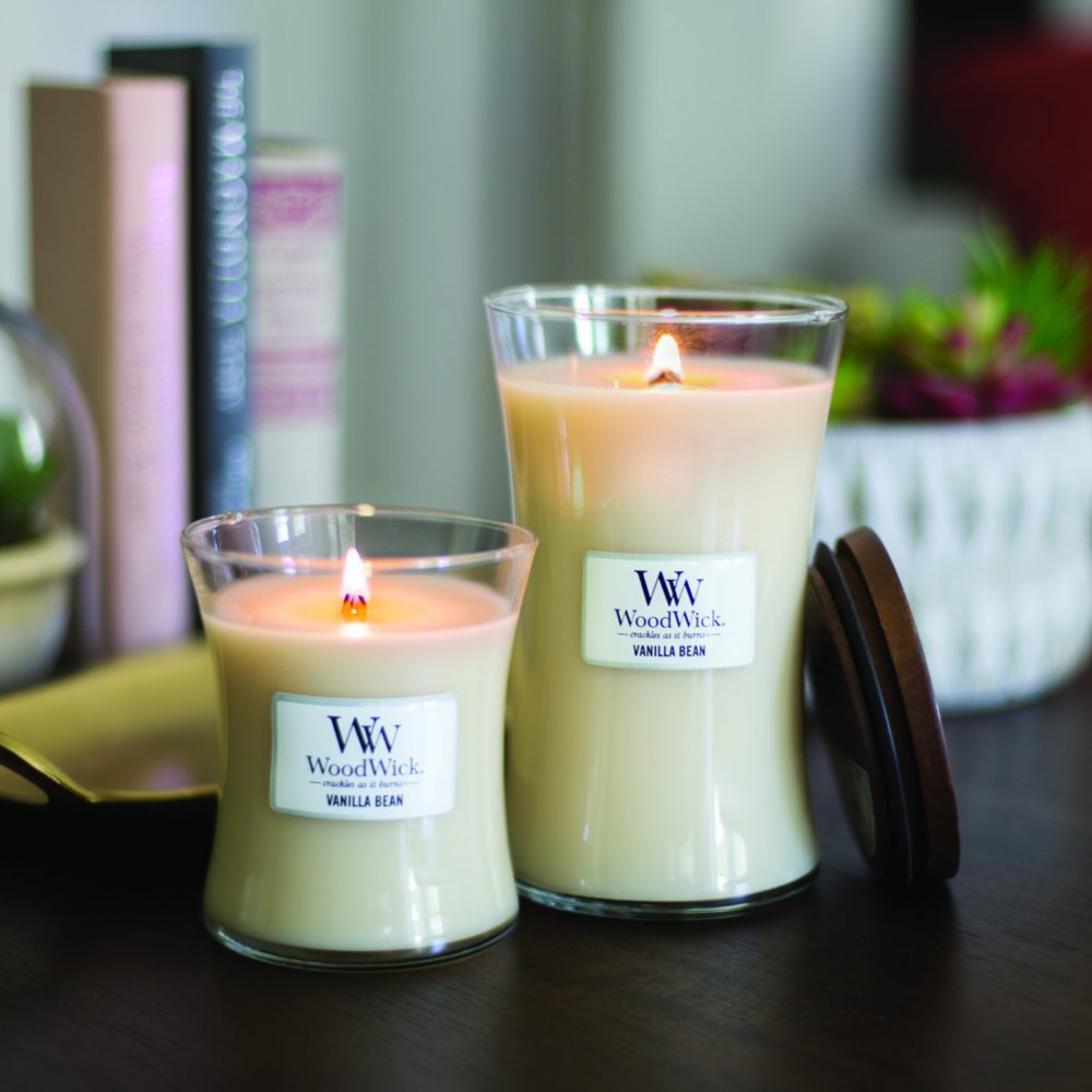 Vanilla Bean Medium Hourglass Candle WoodWick, Neutrals, 9.9cm X 9.9cm X 11.4cm , Gourmand