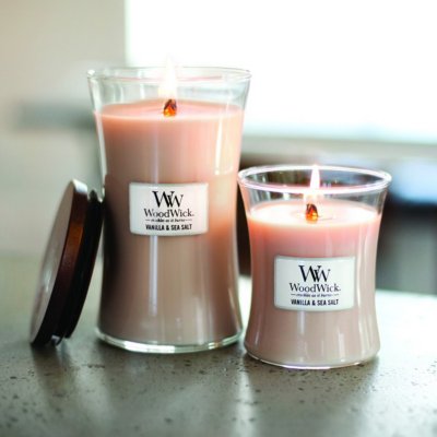 Vanilla & Sea Salt Medium Hourglass Candle WoodWick, Pink, 9.9cm X 9.9cm X 11.4cm , Floral