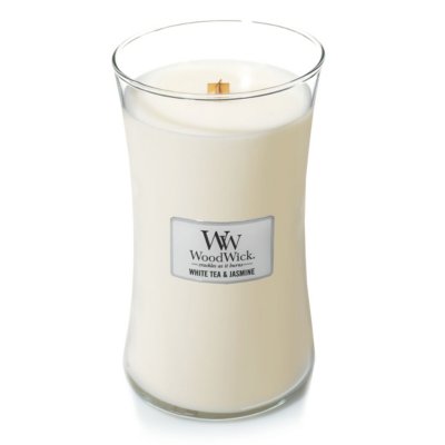 White Tea & Jasmine Large Hourglass Candle WoodWick, 10.2cm X 10.2cm X 17.8cm , Citrus
