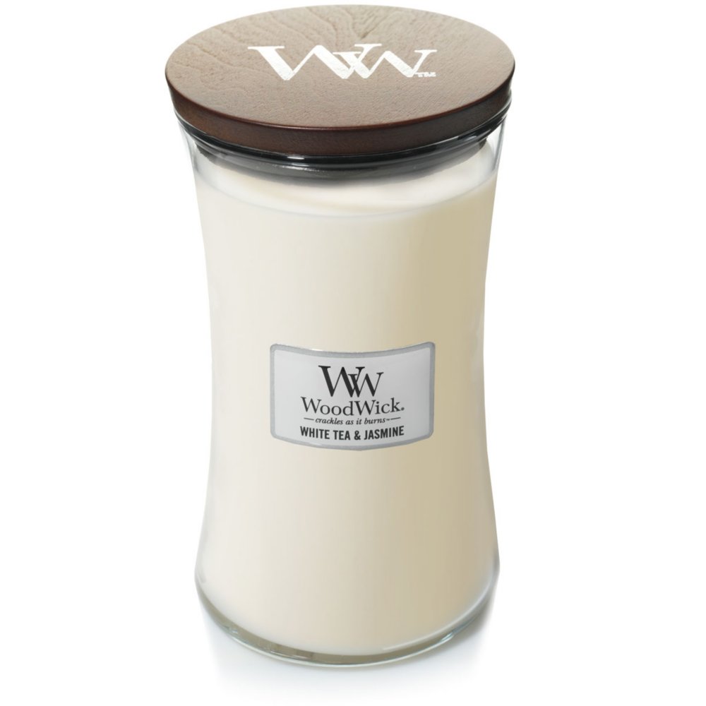 White Tea & Jasmine Large Hourglass Candle WoodWick, 10.2cm X 10.2cm X 17.8cm , Citrus
